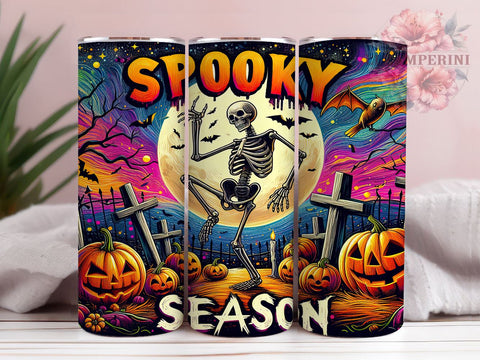 Halloween Skeleton 20oz Tumbler Wrap PNG, Spooky Season Tumbler Png, Straight & Tapered Tumbler Wrap, Instant Digital Download Sublimation Li Zamperini 