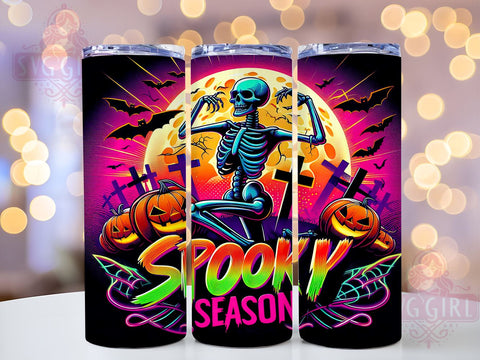 Halloween Skeleton 20oz Tumbler Wrap Sublimation Design, Straight Tapered Tumbler Wrap, Spooky Season Tumbler Png, Instant Digital Download Sublimation SvggirlplusArt 