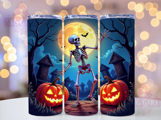 Halloween Skeleton 20oz Tumbler Wrap Sublimation Design, Straight Tapered Tumbler Wrap, Spooky Season Tumbler Png, Instant Digital Download Sublimation SvggirlplusArt 