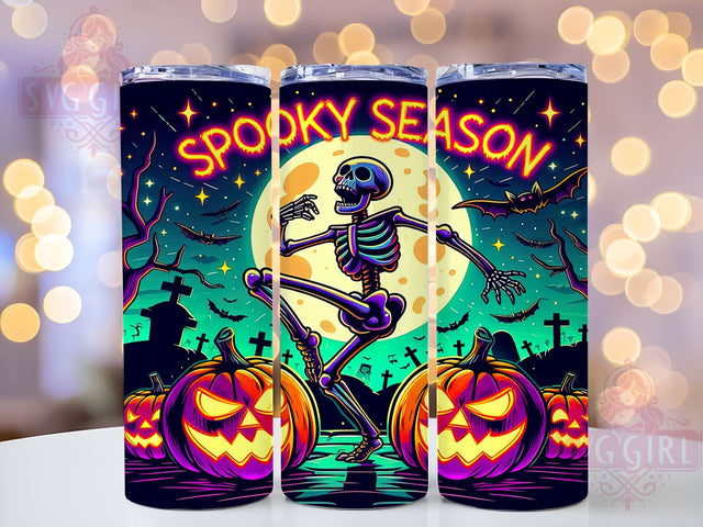 Halloween Skeleton 20oz Tumbler Wrap Sublimation Design, Straight Tapered Tumbler Wrap, Spooky Season Tumbler Png, Instant Digital Download Sublimation SvggirlplusArt 