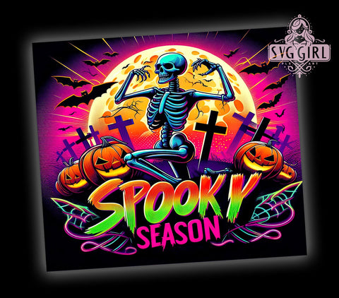 Halloween Skeleton 20oz Tumbler Wrap Sublimation Design, Straight Tapered Tumbler Wrap, Spooky Season Tumbler Png, Instant Digital Download Sublimation SvggirlplusArt 