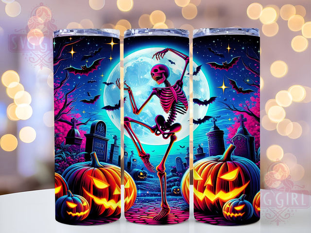 Halloween Skeleton 20oz Tumbler Wrap Sublimation Design, Straight Tapered Tumbler Wrap, Spooky Season Tumbler Png, Instant Digital Download Sublimation SvggirlplusArt 