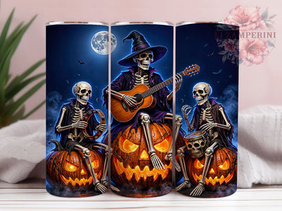 Halloween Skeleton Band 20oz Tumbler, Skeleton Band, Halloween Design, Spooky Gothic, Halloween Vibes, Rustic Charm, 20oz Wrap, Sublimation Tumbler Sublimation Li Zamperini 
