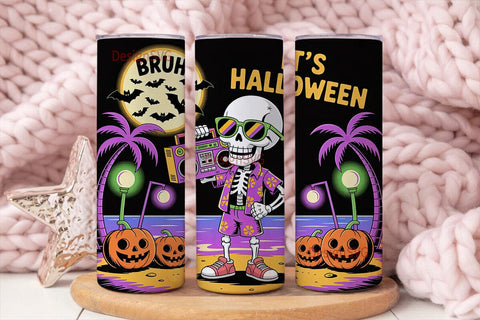 Halloween Skeleton Beach 20oz Tumbler Sublimation DesignSVG 