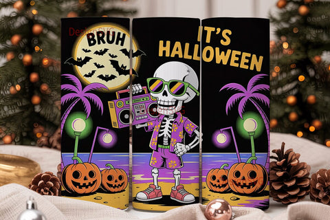 Halloween Skeleton Beach 20oz Tumbler Sublimation DesignSVG 