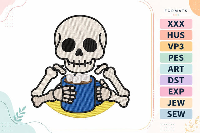 Halloween Skeleton Cocoa Embroidery Design Embroidery/Applique DESIGNS sg embroidery 