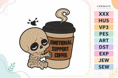 Halloween Skeleton Coffee Embroidery Design Embroidery/Applique DESIGNS sg embroidery 