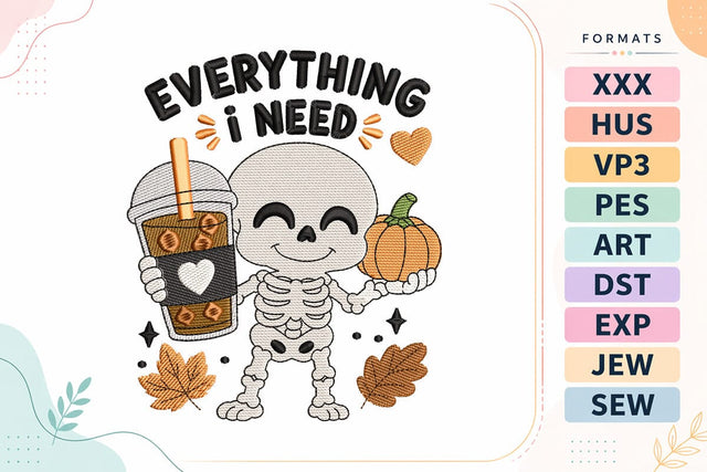 Halloween Skeleton Coffee Embroidery Design Embroidery/Applique DESIGNS sg embroidery 