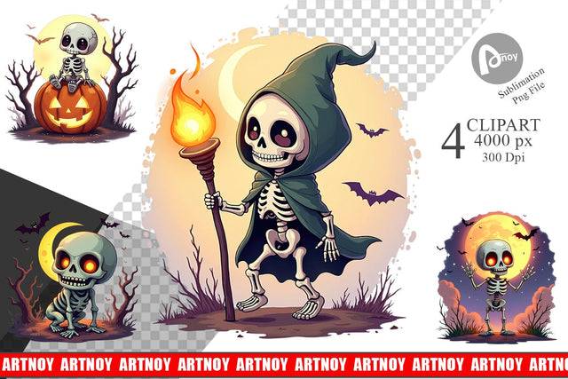 Halloween Skeleton Dance Clipart Sublimation artnoy 