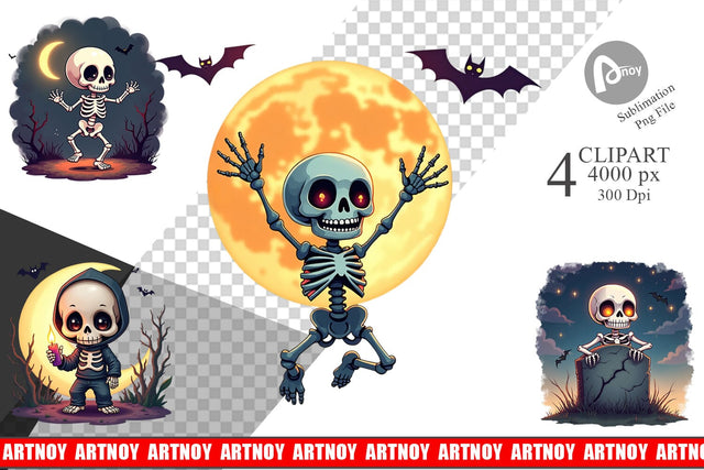 Halloween Skeleton Dance Clipart Sublimation artnoy 