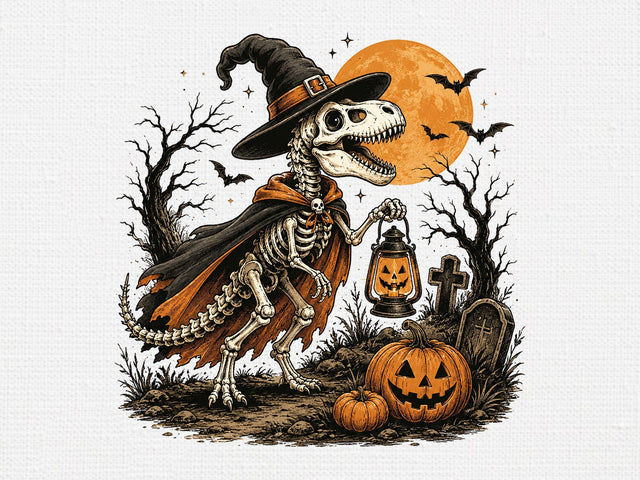 Halloween Skeleton Dino Witch PNG Art SVG artprintfile 