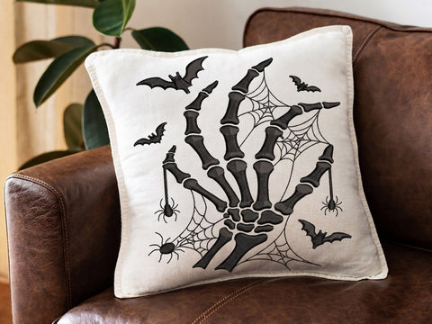 Halloween Skeleton Hand Embroidery Design, Spider Web Bat Embroidery, Spooky Gothic Machine Embroidery Pattern, 4 Size Embroidery/Applique DESIGNS DesignDestine 