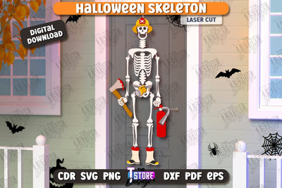 Halloween Skeleton Laser Cut | Seasonal Porch Décor | Wall Décor | CNC File SVG The T Store Design 