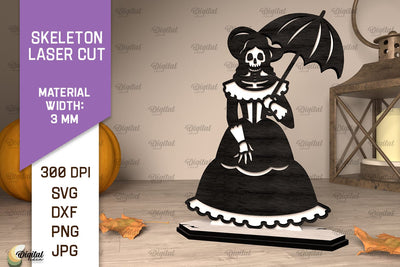Halloween Skeleton Laser Cut. Wooden Halloween Skeleton SVG SVG Evgenyia Guschina 