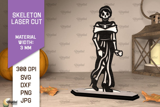 Halloween Skeleton Laser Cut. Wooden Halloween Skeleton SVG SVG Evgenyia Guschina 