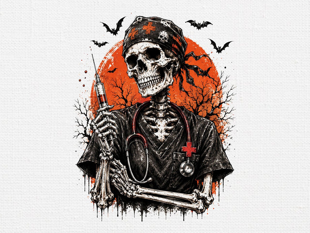 Halloween Skeleton Nurse Syringe PNG SVG artprintfile 