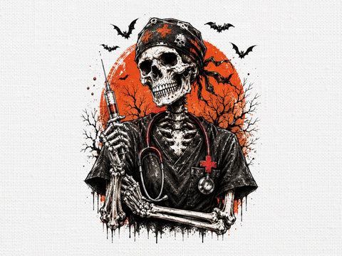 Halloween Skeleton Nurse Syringe PNG SVG artprintfile 