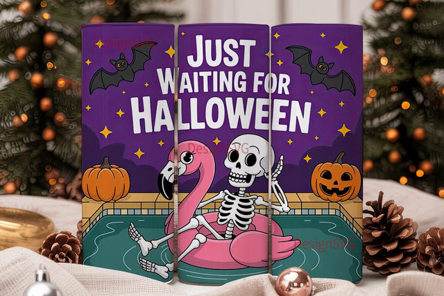 Halloween Skeleton Pool Party 20oz Sublimation DesignSVG 