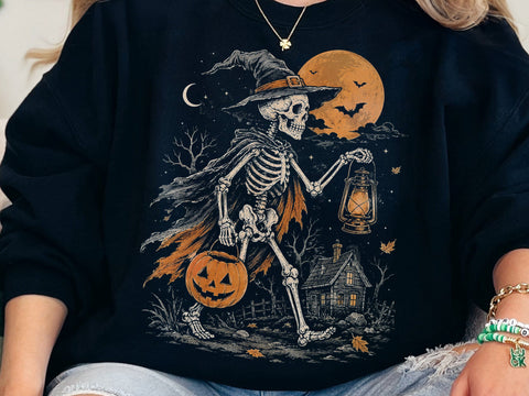 Halloween Skeleton Witch Lantern PNG SVG DesignDestine 