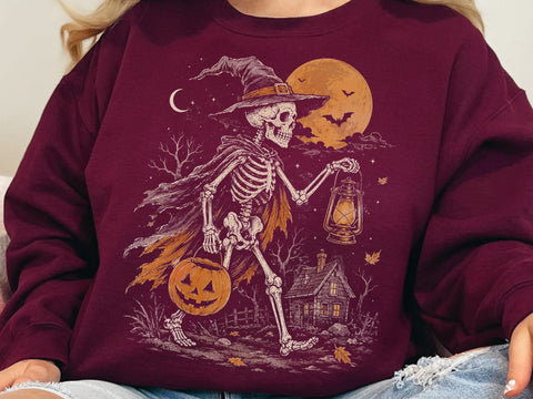 Halloween Skeleton Witch Lantern PNG SVG DesignDestine 