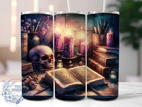 Halloween Skull 20oz Skinny Tumbler, Spooky Tumbler Png, Straight & Tapered Tumbler Wrap, Instant Digital Download Sublimation ToriDesigns 