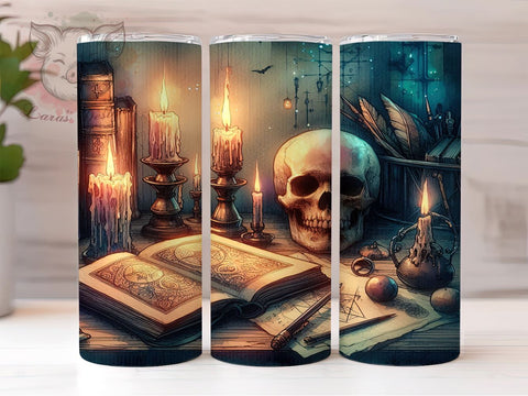 Halloween Skull 20oz Tumbler Png, Straight & Tapered Tumbler Png, Spooky Vibes Tumbler Png, Digital Download PNG Sublimation Lara' s Designs 