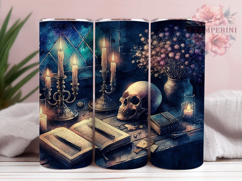 Halloween Skull 20oz Tumbler Wrap PNG, Skull Tumbler Png, Straight & Tapered Tumbler Wrap, Instant Digital Download Sublimation Li Zamperini 