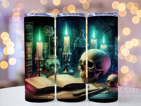 Halloween Skull 20oz Tumbler Wrap Sublimation Design, Straight Tapered Tumbler Wrap, Spooky Halloween Tumbler Png, Instant Digital Download Sublimation SvggirlplusArt 