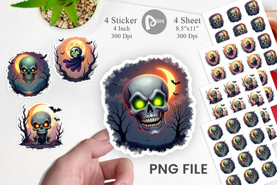 Halloween Skull Glow Sticker Sublimation artnoy 