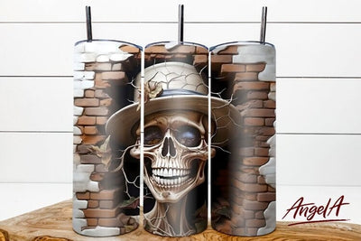 Halloween Skull tumbler / 3d horror tumbler wrap PNG Sublimation Angelina Semenova 