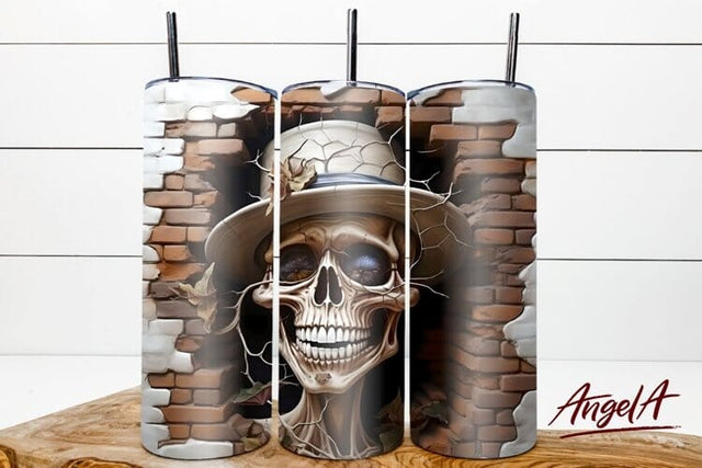Halloween Skull tumbler / 3d horror tumbler wrap PNG Sublimation Angelina Semenova 