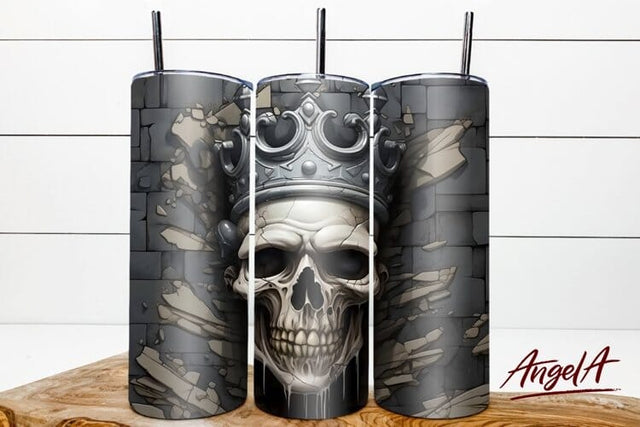 Halloween Skull tumbler / 3d horror tumbler wrap PNG Sublimation Angelina Semenova 