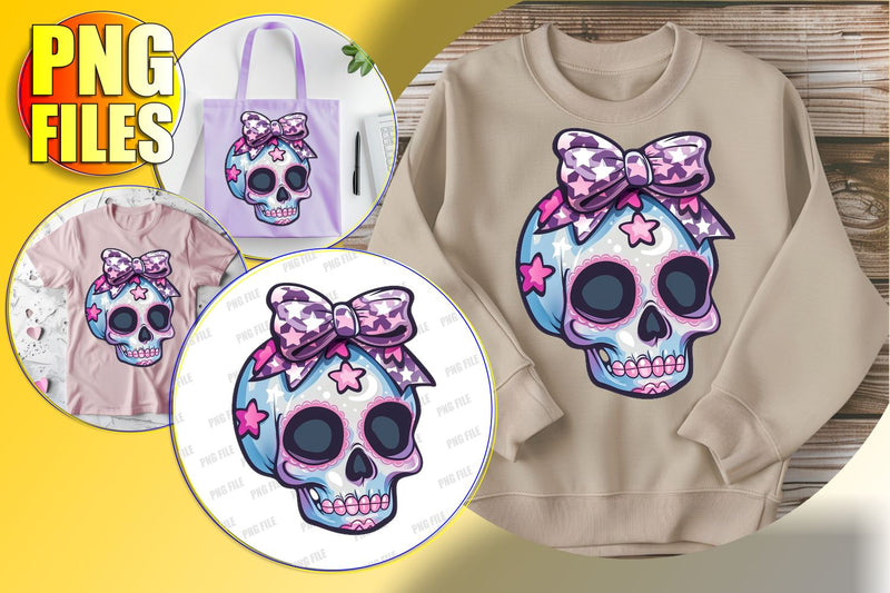 Halloween Skull with Bow Sublimation Design - Fall Clipart Sublimation afrosvg 
