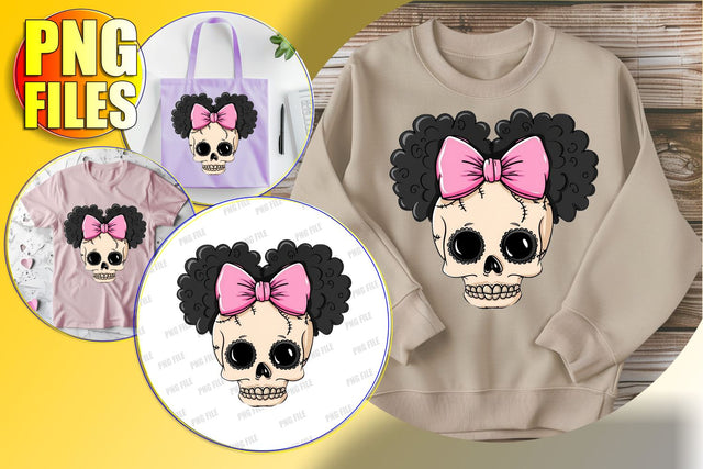 Halloween Skull with Coquette Bow Clipart - Sublimation PNG Sublimation afrosvg 