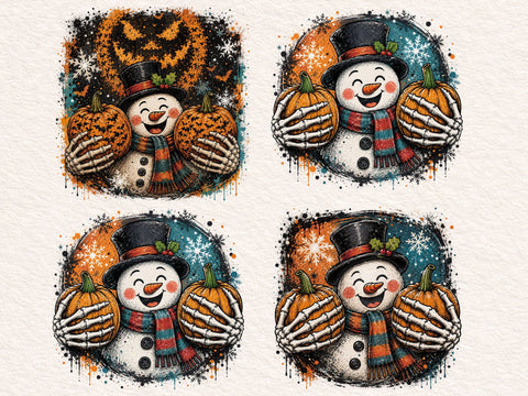 Halloween Snowman Shirt PNG, Spooky Snowman Skeleton Hands Pumpkin PNG, Fall Winter Christmas Sublimation Design, Spooky Season T-Shirt PNG SVG DesignDestine 