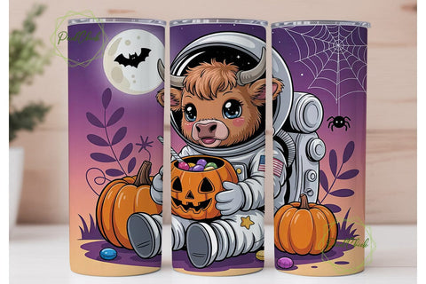 Halloween Space Cow 20oz Tumbler Wrap Sublimation PixelChick 