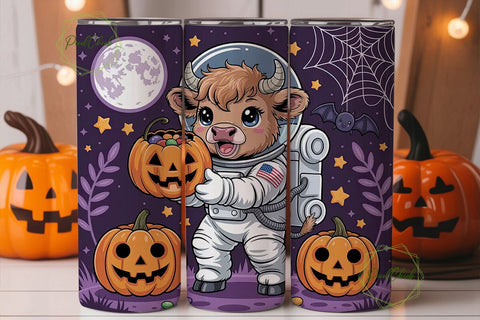 Halloween Space Cow 20oz Tumbler Wrap Sublimation PixelChick 