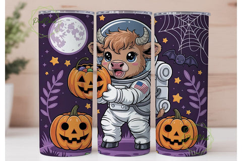 Halloween Space Cow 20oz Tumbler Wrap Sublimation PixelChick 