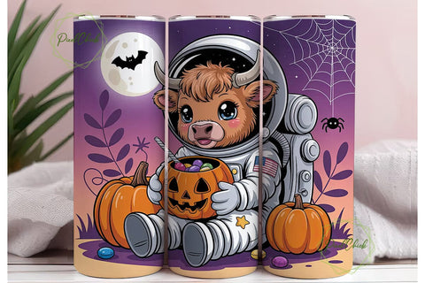 Halloween Space Cow 20oz Tumbler Wrap Sublimation PixelChick 