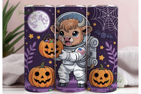 Halloween Space Cow 20oz Tumbler Wrap Sublimation PixelChick 