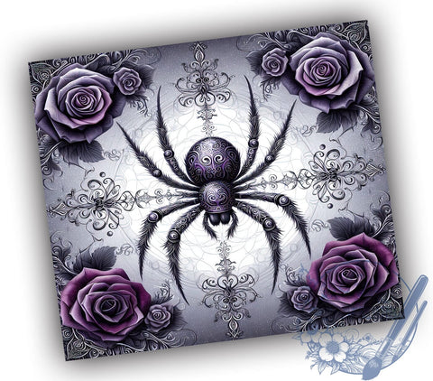 Halloween Spider 20oz Skinny Tumbler PNG, Spooky Season Halloween Tumbler Sublimation Wrap, Straight & Tapered Tumbler Wrap, Instant Digital Download Sublimation ToriDesigns 