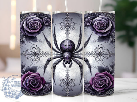 Halloween Spider 20oz Skinny Tumbler PNG, Spooky Season Halloween Tumbler Sublimation Wrap, Straight & Tapered Tumbler Wrap, Instant Digital Download Sublimation ToriDesigns 