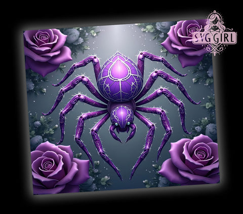 Halloween Spider 20oz Tumbler Wrap Sublimation Design, Straight Tapered Tumbler Wrap, Spooky Season Tumbler Png, Instant Digital Download Sublimation SvggirlplusArt 