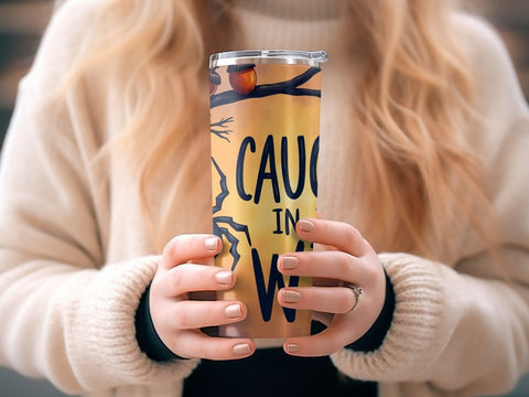 Halloween Spider Caught in the Web Tumbler wrap PNG Sublimation Luvleigh Digitals 