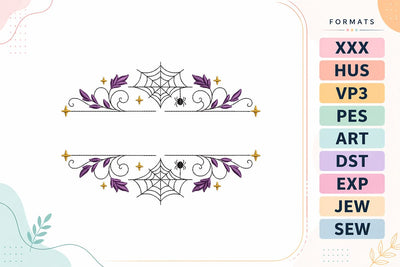 Halloween Spiderweb Split Monogram Frame Machine Embroidery Design Embroidery/Applique DESIGNS sg embroidery 