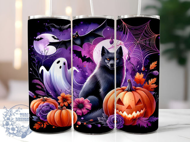 Halloween Spooky 20oz Skinny Tumbler PNG, Halloween Monsters Tumbler Sublimation Wrap, Straight & Tapered Tumbler Wrap, Instant Digital Download Sublimation ToriDesigns 