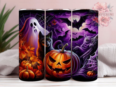 Halloween Spooky 20oz Tumbler Wrap PNG, Halloween Monsters Tumbler PNG Sublimation Design, Straight & Tapered Tumbler Wrap, Instant Digital Download Sublimation Li Zamperini 