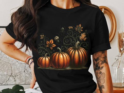Halloween Spooky Autumn Pumpkins with Spider and Leaves PNG Sublimation Luvleigh Digitals 
