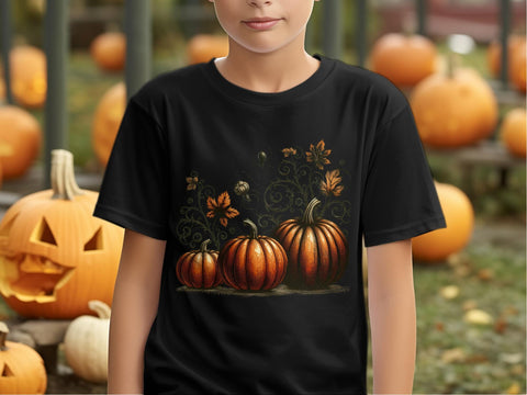 Halloween Spooky Autumn Pumpkins with Spider and Leaves PNG Sublimation Luvleigh Digitals 