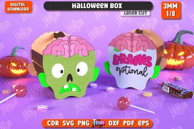 Halloween Spooky Box Laser Cut, Candy Treat Basket SVG SVG, Trick or Treat SVG, Spooky Gift Box, Happy Halloween Decor SVG, Wooden Treat Storage Box SVG The T Store Design 